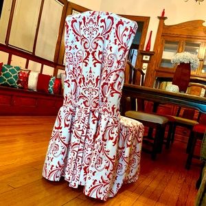 SET OF 6 DINING CHAIR SKIRTED SLIPCOVERS